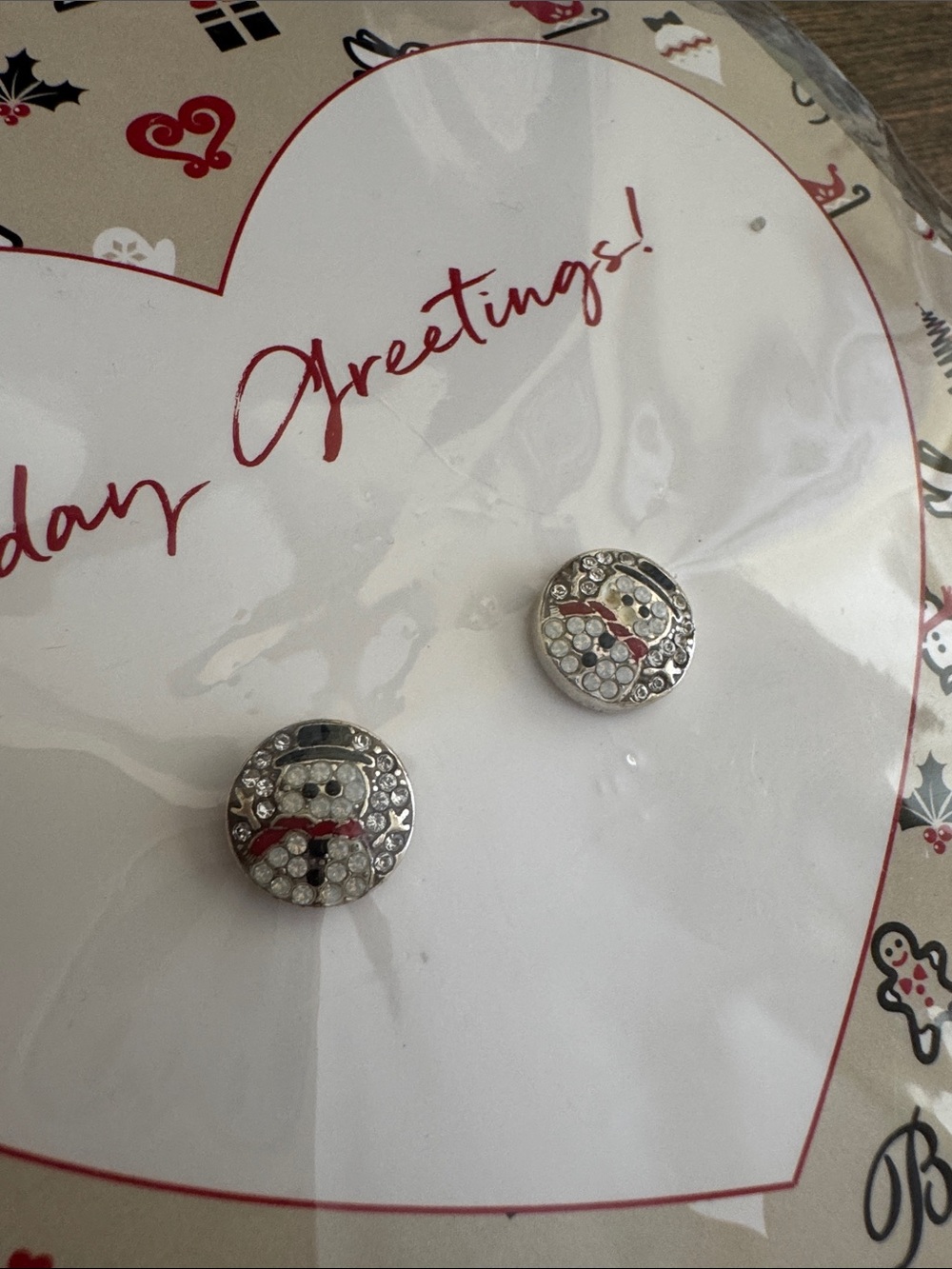 Brighton Silver and Red Snowman Accent Stud Earrings - Picture 2 of 3